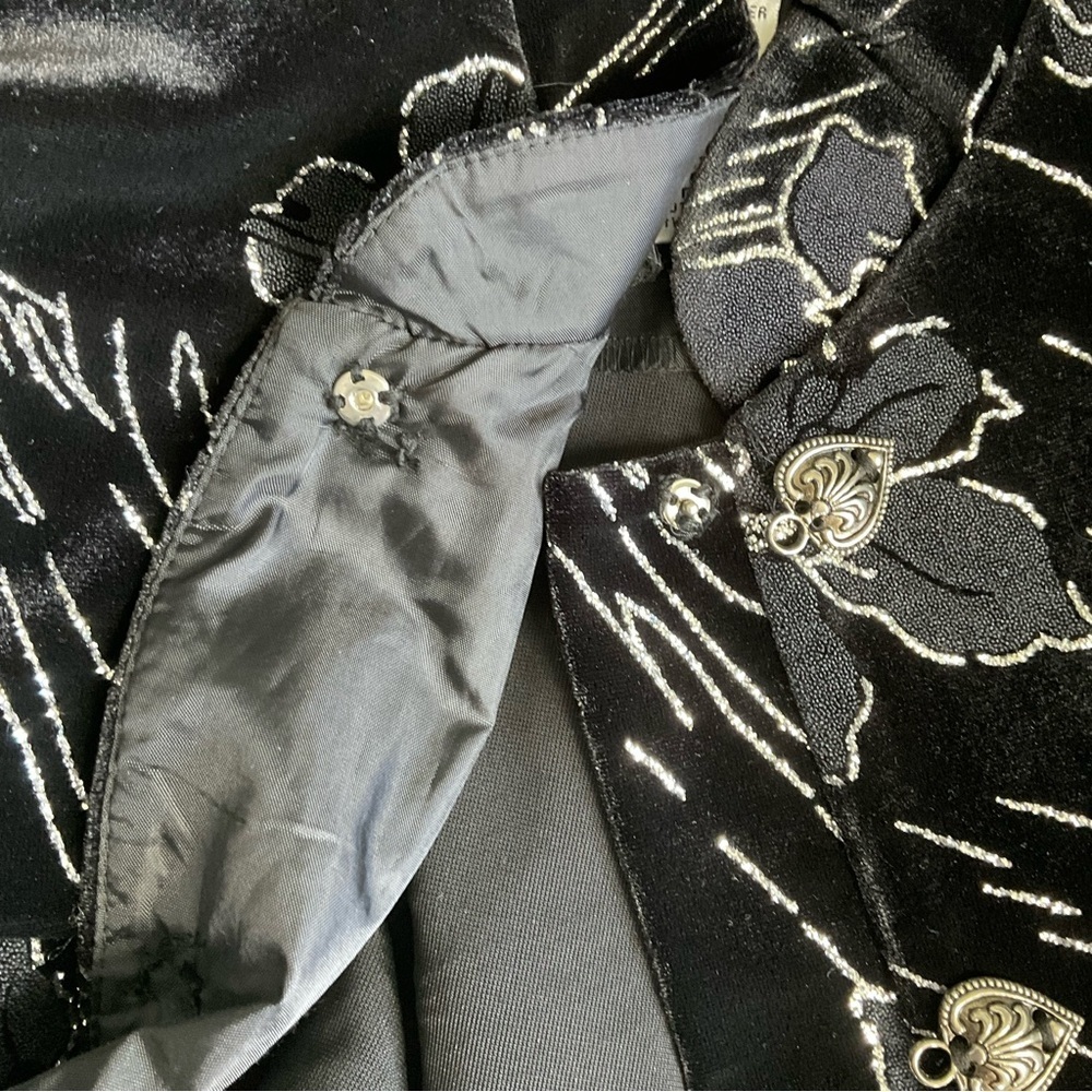 NWT Vintage JBS LTD Velvet & Silver Glitter Flowers Asian Style Tunic Top - Picture 9 of 9